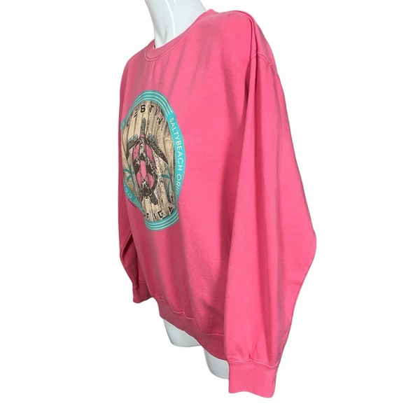 Sunsations Destin Florida Pink Sea Turtle Palm Tree Crew Neck Sweatshirt Large - Picture 5 of 12